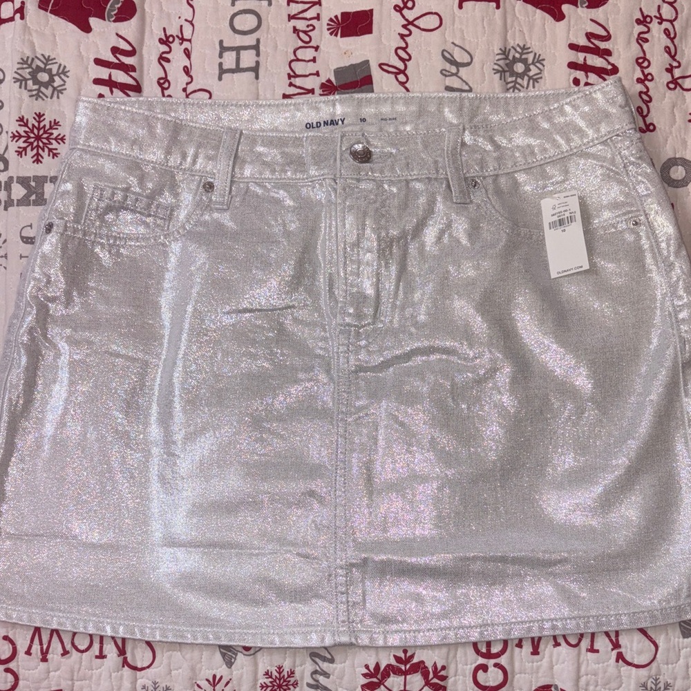 Old Navy Shimmering Silver Mini Skirt